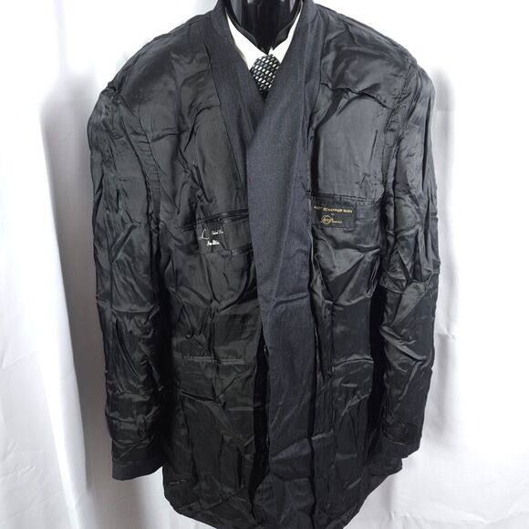 Hart Schaffner Marx Mens 48L Navy Blue Pinstriped 2-Button Sports Coat Blazer - Picture 3 of 7